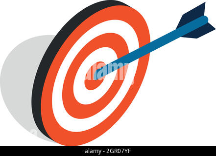 Target with arrow icon, isometric 3d style Stock Vector