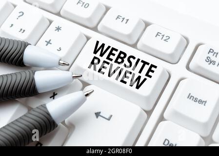 Sign displaying Website Review. Word for Reviews that can be posted about businesses and services Internet Browsing And Online Research Study Typing Stock Photo