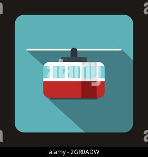 Ski lift icon in flat style Stock Vector