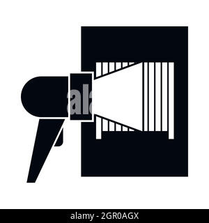 Bar code on cargo icon, simple style Stock Vector