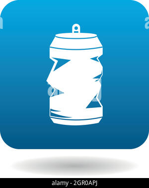 Crumpled empty soda or beer can icon, simple style Stock Vector