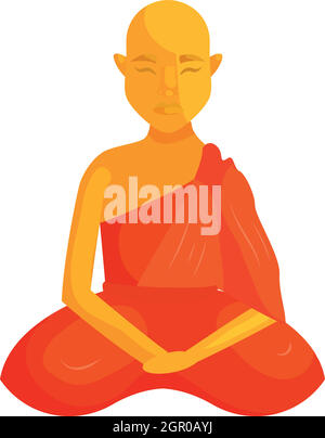 Buddhist monk icon, cartoon style Stock Vector