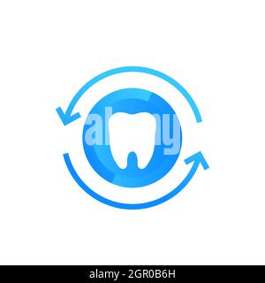 tooth icon with arrows, vector logo design Stock Vector
