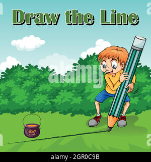 Idiom poster for draw the line Stock Vector