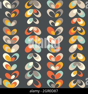 Midcentury geometric retro background. Vintage brown, orange and teal colors. Seamless floral mod pattern, vector illustration. Abstract retro geometr Stock Vector