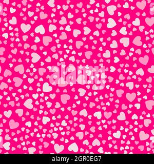 Cute little hearts in seamless pattern. Small heart shapes in different sizes and colors for Valentines Day background. Vector illustration. Bright pi Stock Vector