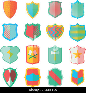 Shield icons set in flat style Stock Vector