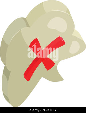 Red cros in a cloud icon, cartoon style Stock Vector