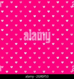 Cute little hearts in seamless pattern. Small heart shapes in different sizes and colors for Valentines Day background. Vector illustration. Bright pi Stock Vector