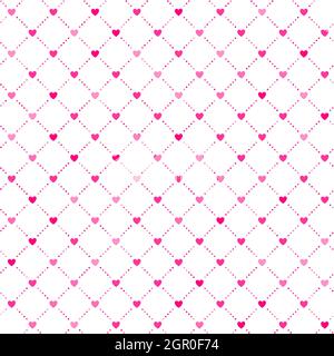 Cute little hearts in seamless pattern. Small heart shapes in different sizes and colors for Valentines Day background. Vector illustration. Bright pi Stock Vector