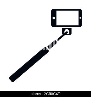 Selfie stick and smartphone icon, simple style Stock Vector