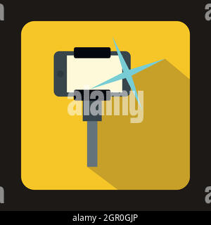 Taking pictures on smartphone on selfie stick icon Stock Vector