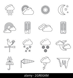 Weather icons set, outline style Stock Vector Image & Art - Alamy