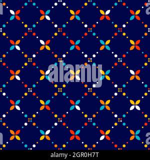 Abstract geometric pattern, small spots and dots. Colorful particles on dark background. Seamless vector pattern. Abstract background. Stock Vector