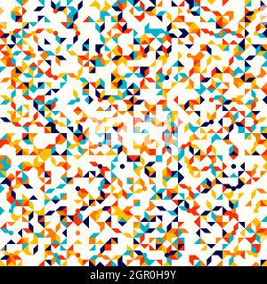 Abstract geometric pattern, small spots and dots. Colorful particles on light ivory background. Seamless vector pattern. Abstract geometric background Stock Vector