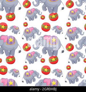 Seamless background design with elephants on balls Stock Vector