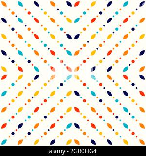 Abstract geometric pattern, small spots and dots. Colorful particles on light ivory background. Seamless vector pattern. Abstract background. Stock Vector
