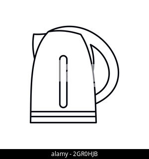 Electric kettle icon, outline style Stock Vector