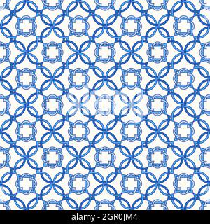 Portuguese tiles, Quatrefoil vector pattern. Tangled modern pattern, based on traditional oriental arabic patterns - arabesque. Seamless vector backgr Stock Vector