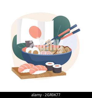 Japanese food abstract concept vector illustration. Stock Vector