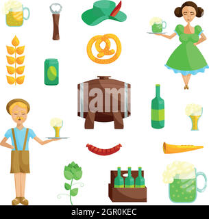 Oktoberfest icons set, cartoon style Stock Vector