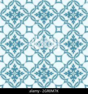 Portuguese tiles, Quatrefoil vector pattern. Tangled modern pattern, based on traditional oriental arabic patterns - arabesque. Seamless vector backgr Stock Vector