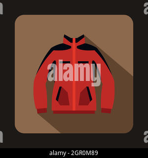 Red sweatshirt with a zipper icon, flat style Stock Vector