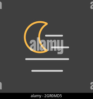 Fog night vector isolated flat icon on dark background. Weather sign Stock Vector