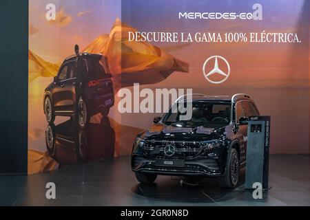 Barcelona, Spain. 30th Sep, 2021. The stand of the car manufacturer Mercedes seen at the Salon del Automobile Barcelona 2021.After two years of suspension due to the Covid-19 pandemic, the Automobile Barcelona 2021 contest opens its doors from October 2nd to 10th at the Fira de Barcelona Montjüic venue. Credit: SOPA Images Limited/Alamy Live News Stock Photo