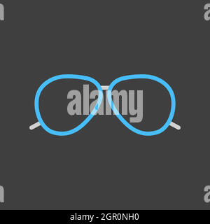 Sunglasses flat vector icon on dark background design isolated sign Stock Vector