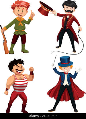 Set of circus characters Stock Vector