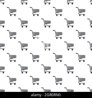 Basket on wheels pattern, simple style Stock Vector