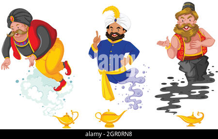 Set of fantasy cartoon characters and fantasy theme isolated on white background Stock Vector