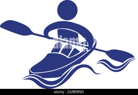 Logo design for kayaking in blue Stock Vector