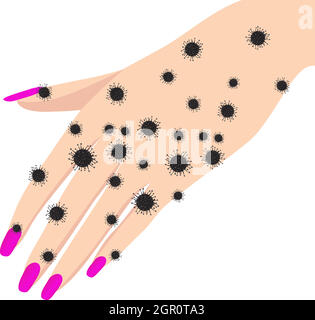 coronavirus infection on hands vector illustration Stock Vector