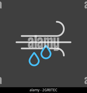 Wind rain vector flat icon on dark background. Weather sign Stock Vector