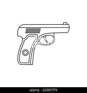 Gun icon in outline style Stock Vector