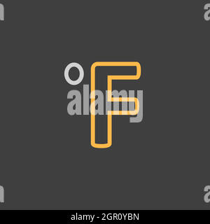 Fahrenheit degrees vector flat icon on dark background. Weather sign Stock Vector