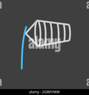 Windsocks inflated by wind vector flat icon on dark background Stock Vector