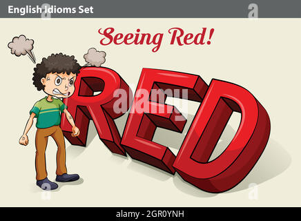 An angry boy seeing red Stock Vector