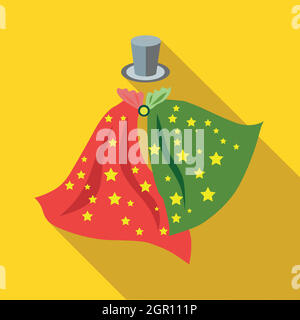 Top hat and handkerchiefs of magician icon Stock Vector