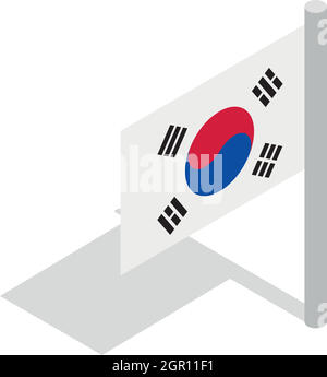 Flag of South Korea icon, isometric 3d style Stock Vector