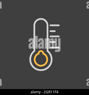 Thermometer cold vector flat icon on dark background. Weather sign Stock Vector