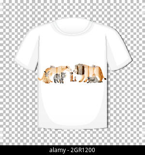 Wild animal group design on t-shirt isolated on transparent background Stock Vector