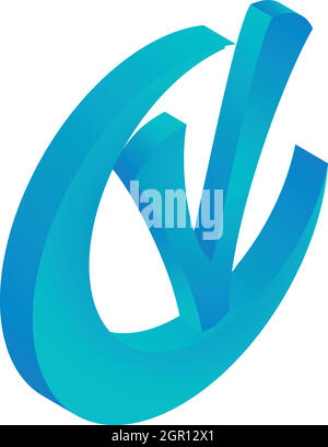 Blue check mark in circle icon, isometric 3d style Stock Vector