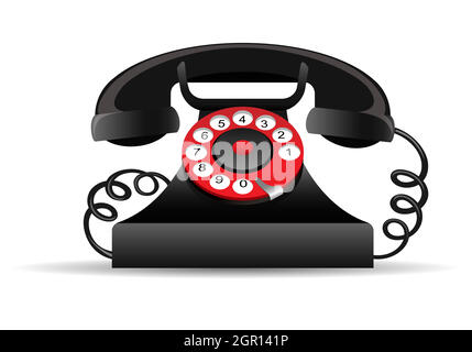 Retro rotary telephone isolated on white. Vector illustration Stock Vector