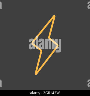 Lightning vector isolated flat icon on dark background. Weather sign Stock Vector