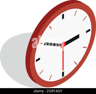 Wall clock icon, isometric 3d style Stock Vector