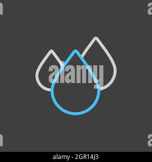Drop water vector flat icon on dark background. Weather sign Stock Vector
