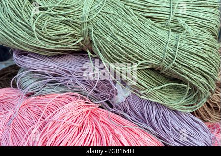 Colored yarns Stock Photo
